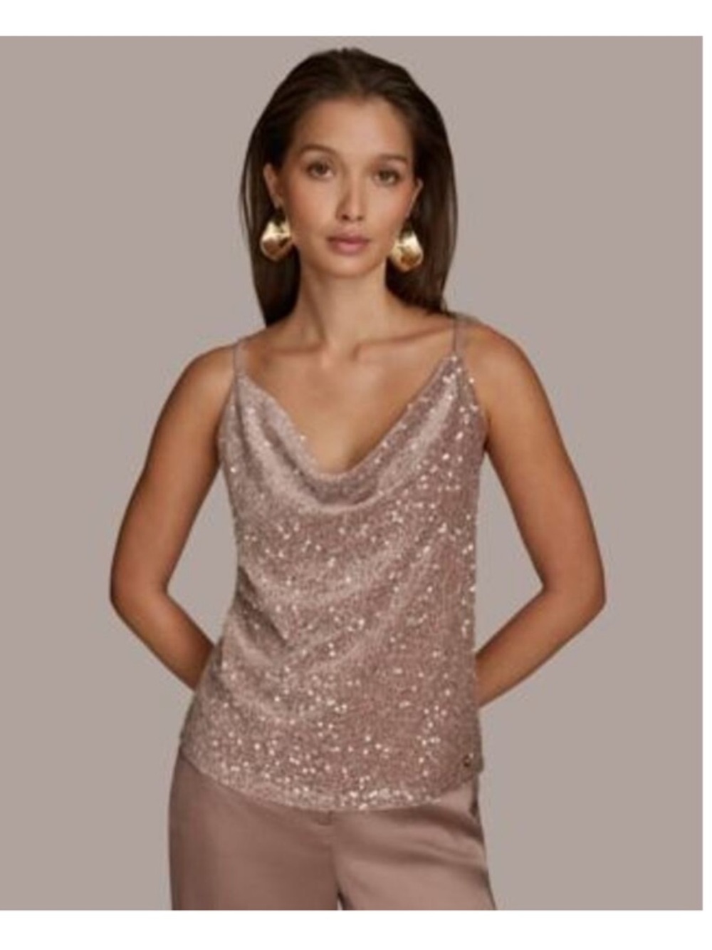 Donna Karan Pink Sequined Camisole Blouse
